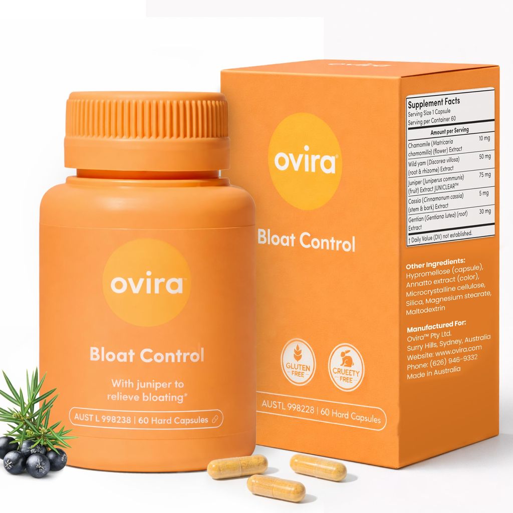 Ovira Bloat Control with JUNICLEAR | Gas & Bloating Relief for Women and Men  - 60 Vegan Capsules