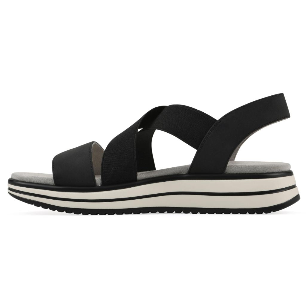 CLIFFS BY WHITE MOUNTAIN Women's Hapley Strappy Sandal, Black/Nubuck, 9.5 M
