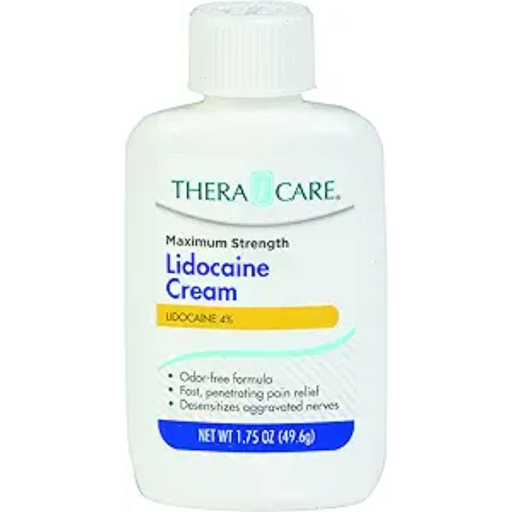 Thera|Care Maximum Strength OTC Lidocaine Cream | Numbs Away Pain | Long-Lasting Relief | Non-Greasy | 1.75 Oz