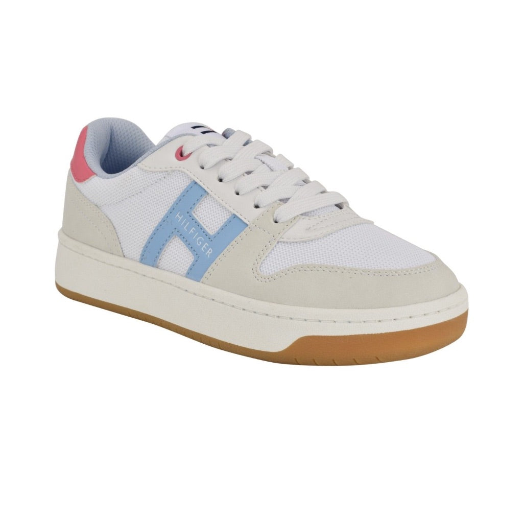 Tommy Hilfiger Women's Neenha Signature Logo Lace-Up Sneaker, Size 10, Pink/Blue