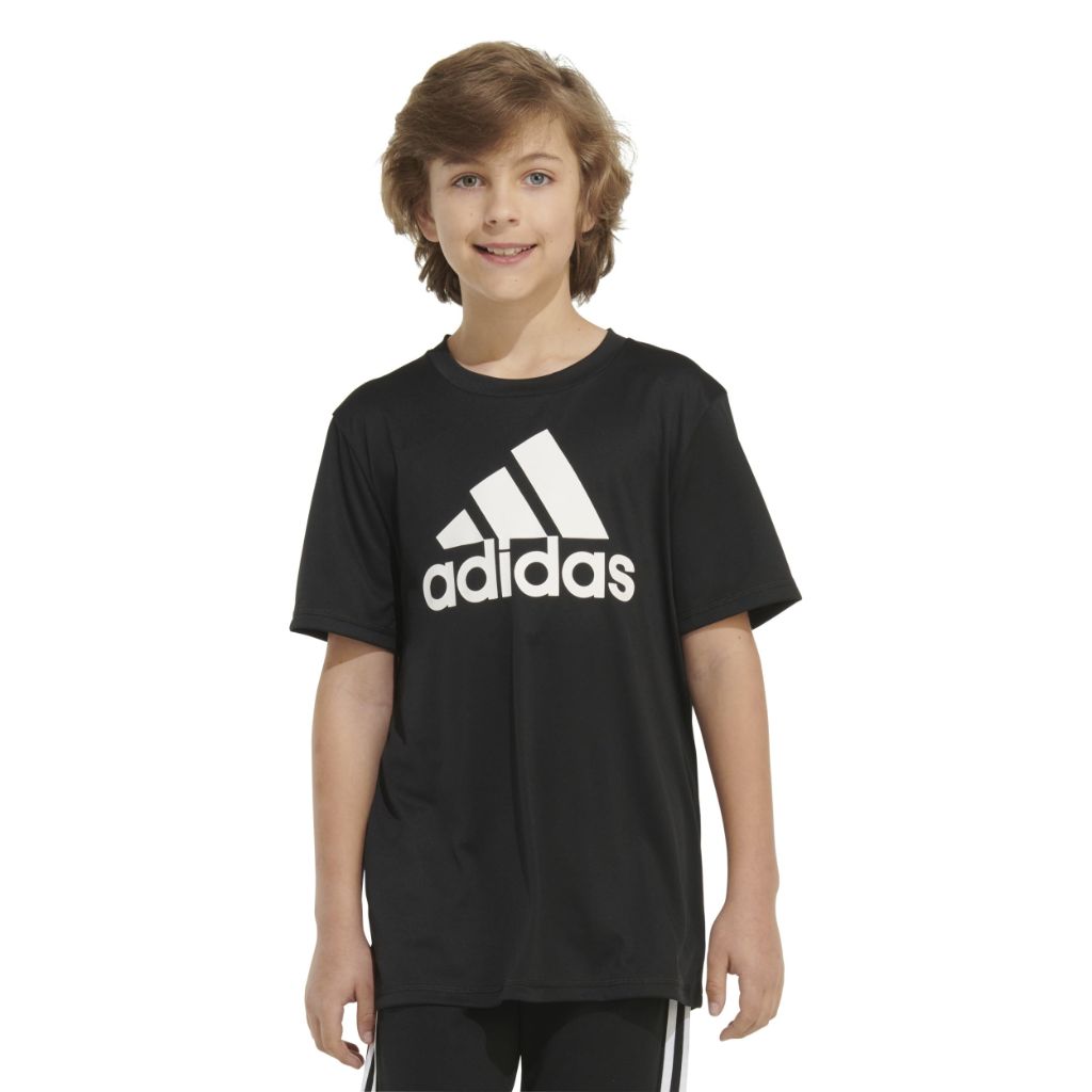 adidas Boy's Short Sleeve Aeroready Performance Logo T-Shirt - Black, XL
