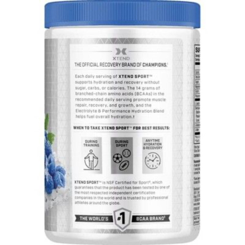 XTEND Sport 7G BCAA Recovery & Electrolyte Powder - Blue Raspberry Ice, 12.2 Oz