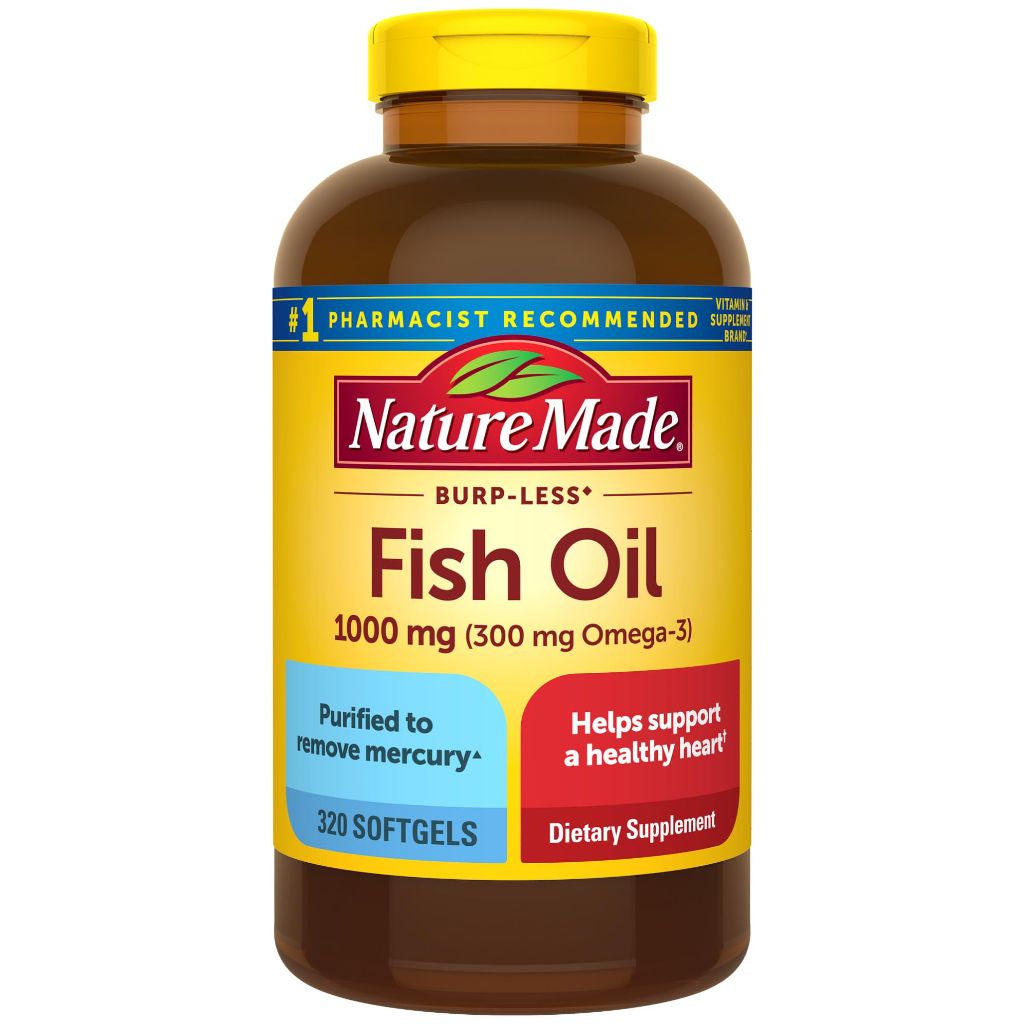 Nature Made Burp Less Fish Oil Omega 3 Supplements,  Omega 3 Fish Oil Supplements 320 Softgels
