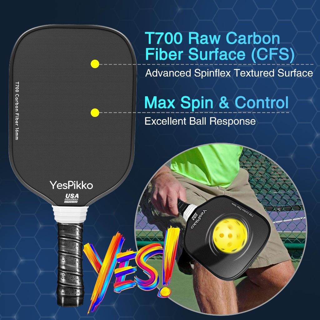 Pro Pickleball Paddle, T700 Carbon Fiber Surface