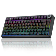 AULA F75 Pro Wireless Mechanical Keyboard with Knob, 75% Hot Swappable Custom Gaming Keyboards, RGB Backlit, Line Black