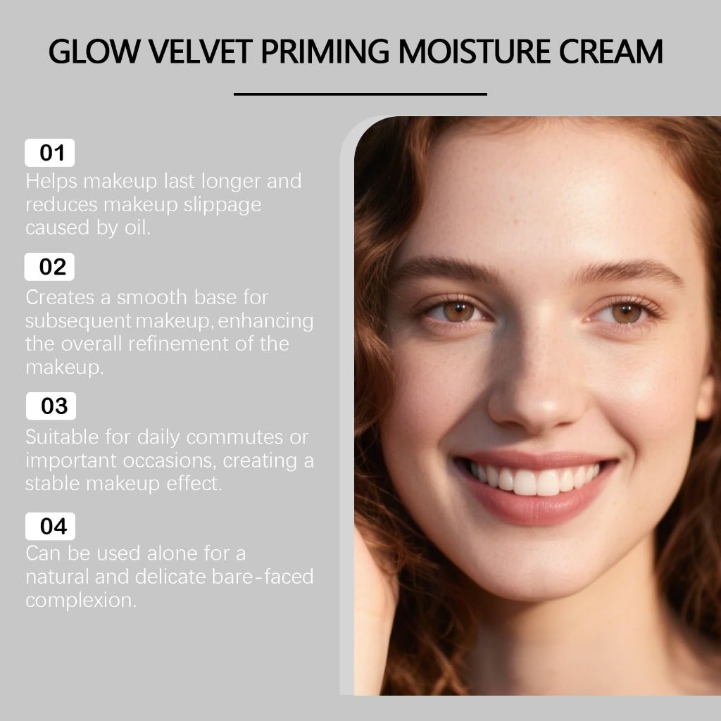 Glow Velvet Priming Moisture Cream - Pore-Blurring & Makeup-Gripping Primer, (1 Pack)
