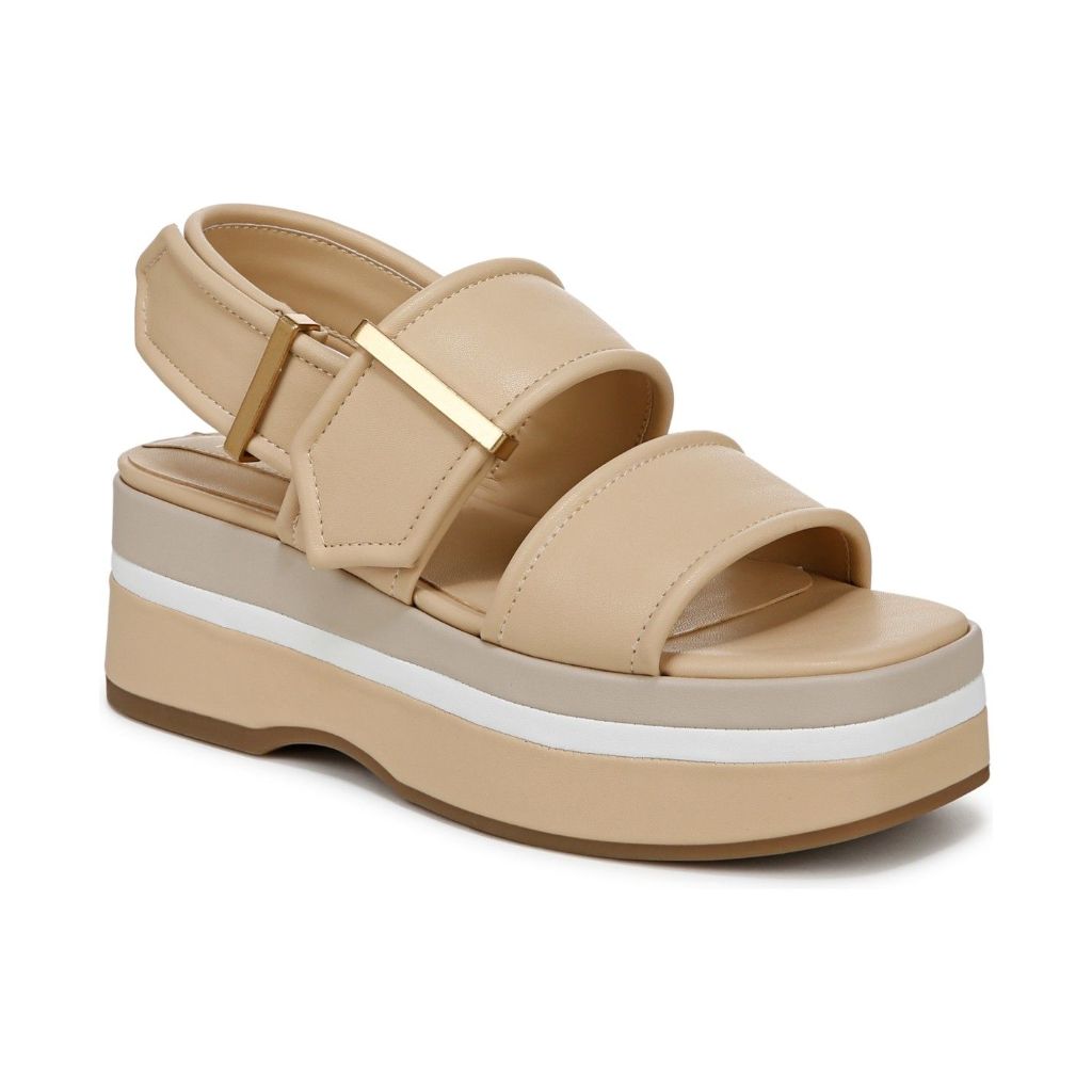 Franco Sarto Women's Piper Platform Slingback Sandals (Buff Beige Faux Leather) - Size 8.0 M