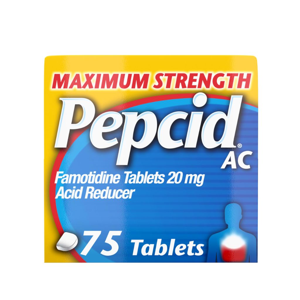 Pepcid AC Maximum Strength Heartburn Relief Tablets, 20mg Famotidine Acid Reducer, Fast-Acting, 75 ct