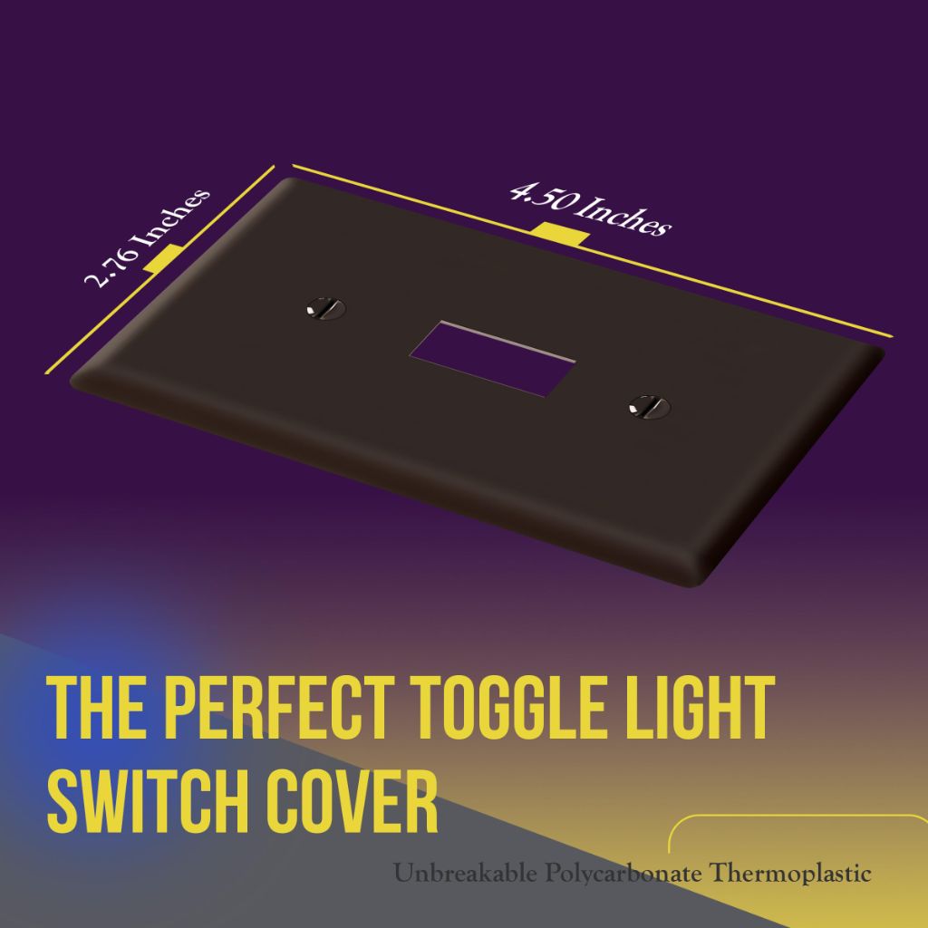 ENERLITES Toggle Light Switch Wall Plate, Gloss Finish, Size 1-Gang 4.50" x 2.76", Unbreakable Polycarbonate Thermoplastic, 8811-BR, Brown, Standard