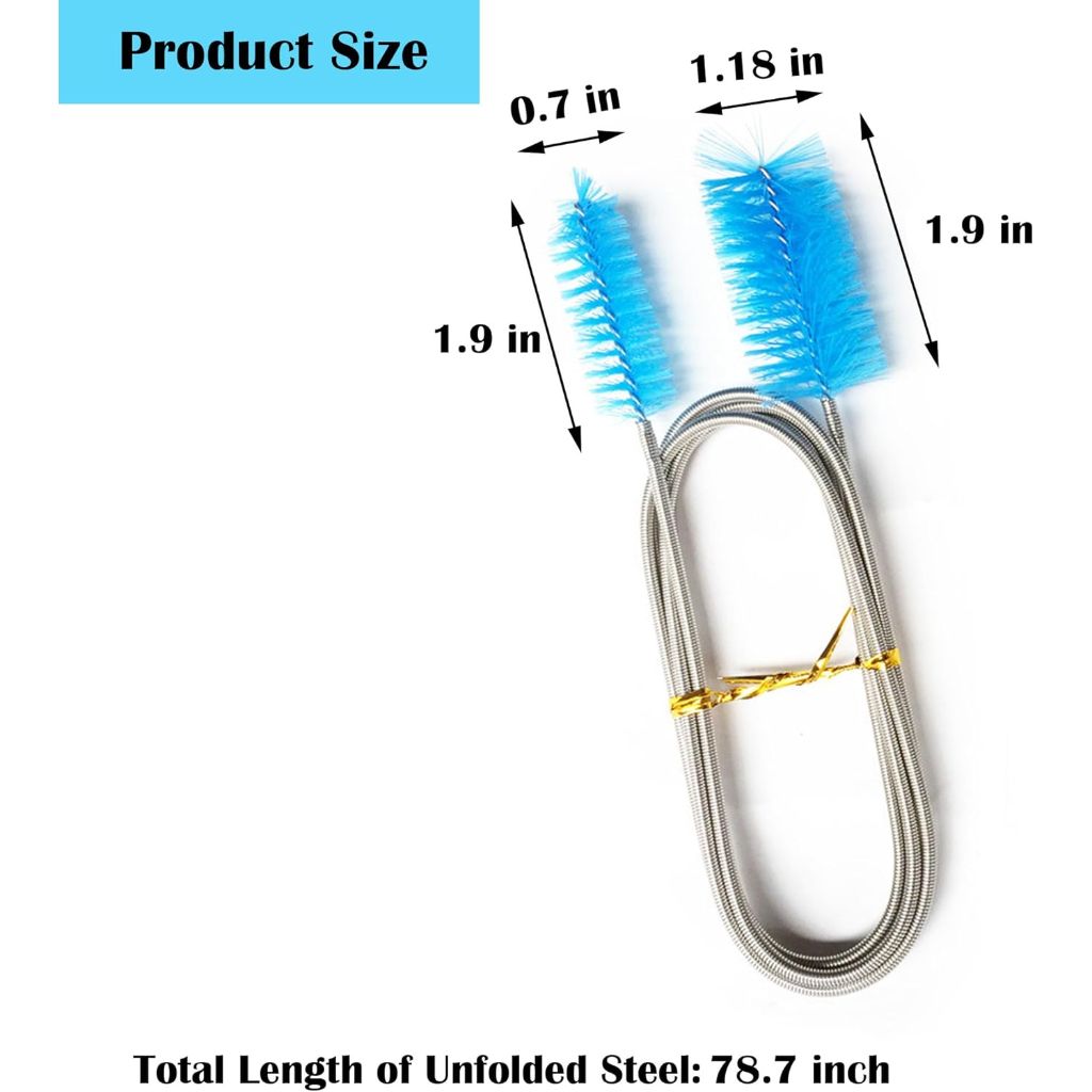 PCTC Aquarium Filter Brush Long Brush Flexible Double Ended Bristles Water Pipe Brush Tube Brush for Fish Tank or Home Kitchen (Blue)