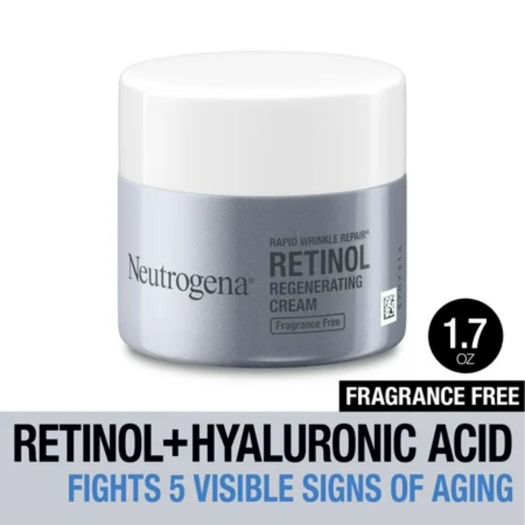 Neutrogena Rapid Wrinkle Repair Retinol Face Moisturizer Cream with Hyaluronic Acid, Fragrance Free - 1.7oz