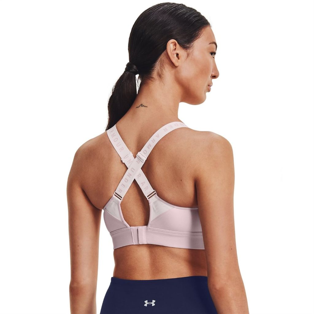 Under Armour Women's Limitless High Sports Bra, Dash Pink/French Gray, Small