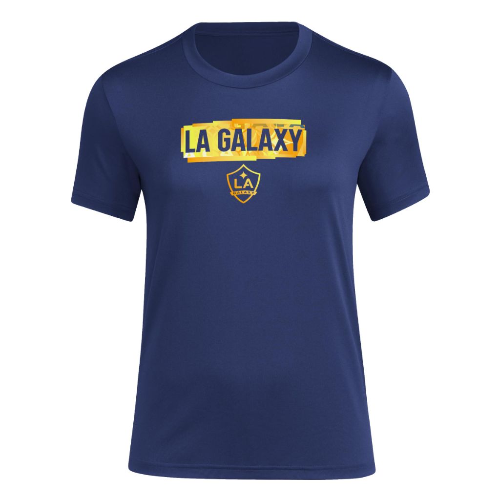 adidas Women's Local Pop Short Sleeve Pre-Game T-Shirt - Los Angeles Galaxy, Navy Blue (3XL)
