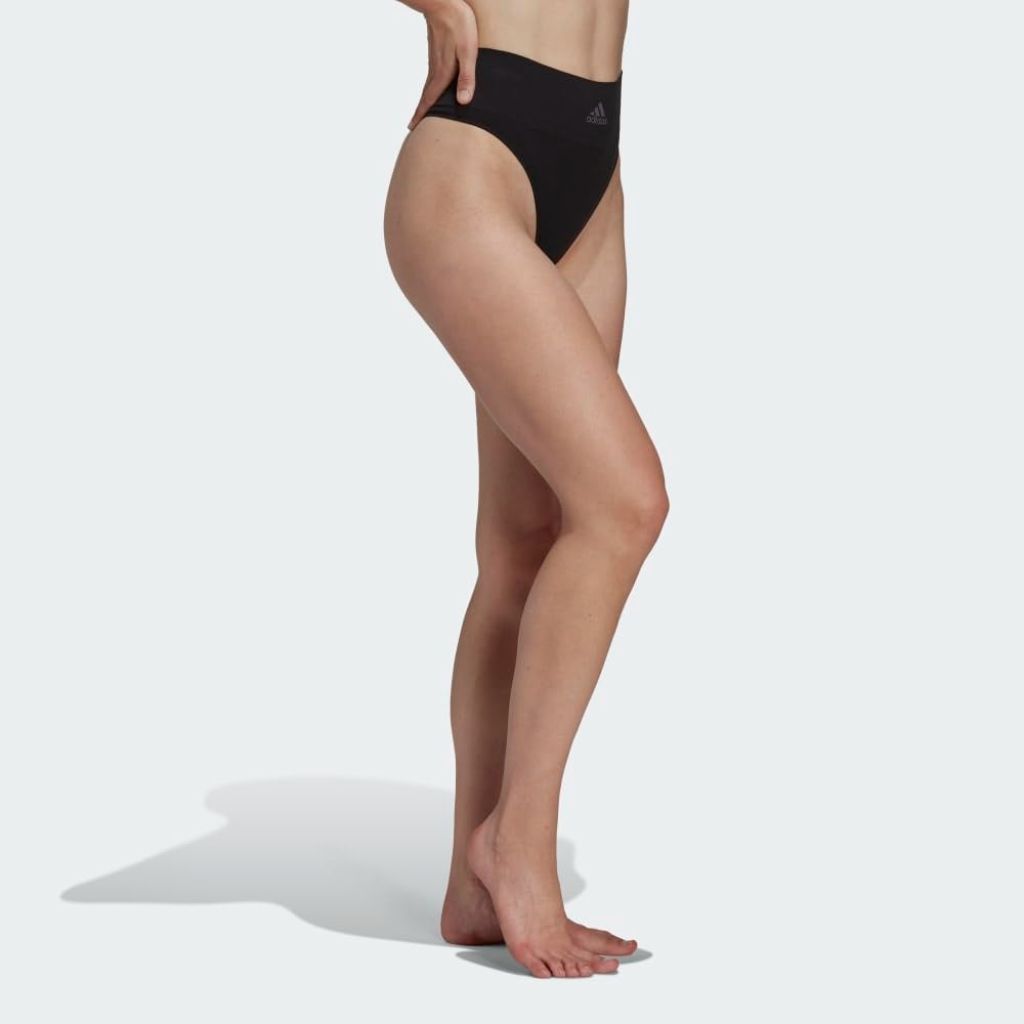 Adidas Women's Micro 720 Seamless High Waist Thong Underwear, Black, XX-Large