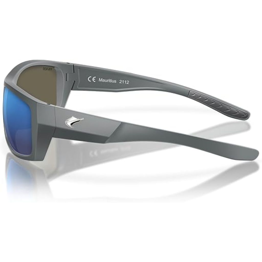 Fin-Nor Pinder Sunglasses - Matte Shade Gray Frame/Blue Mirror Gray PC Lens