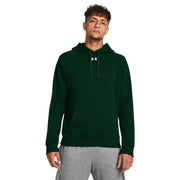 Under Armour Men's Rival Fleece Hoodie, Forest Green/White, Large