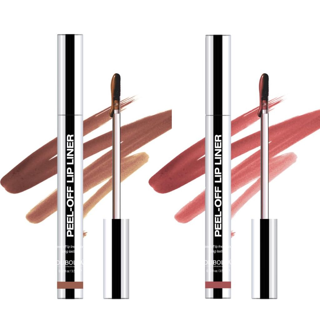 Olibolla Peel-Off Matte Lip Stain, Long-Lasting Lip Liner Tattoo, Brown and Brownish Red - 2 piece set