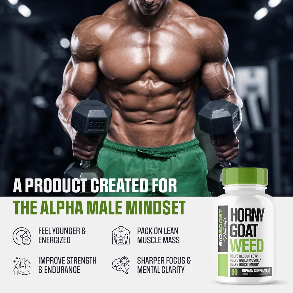 BioBoost Horny Goat Weed, 9-in-1 Blood-Flow, Stamina, and Performance Supplement for Men, 60ct