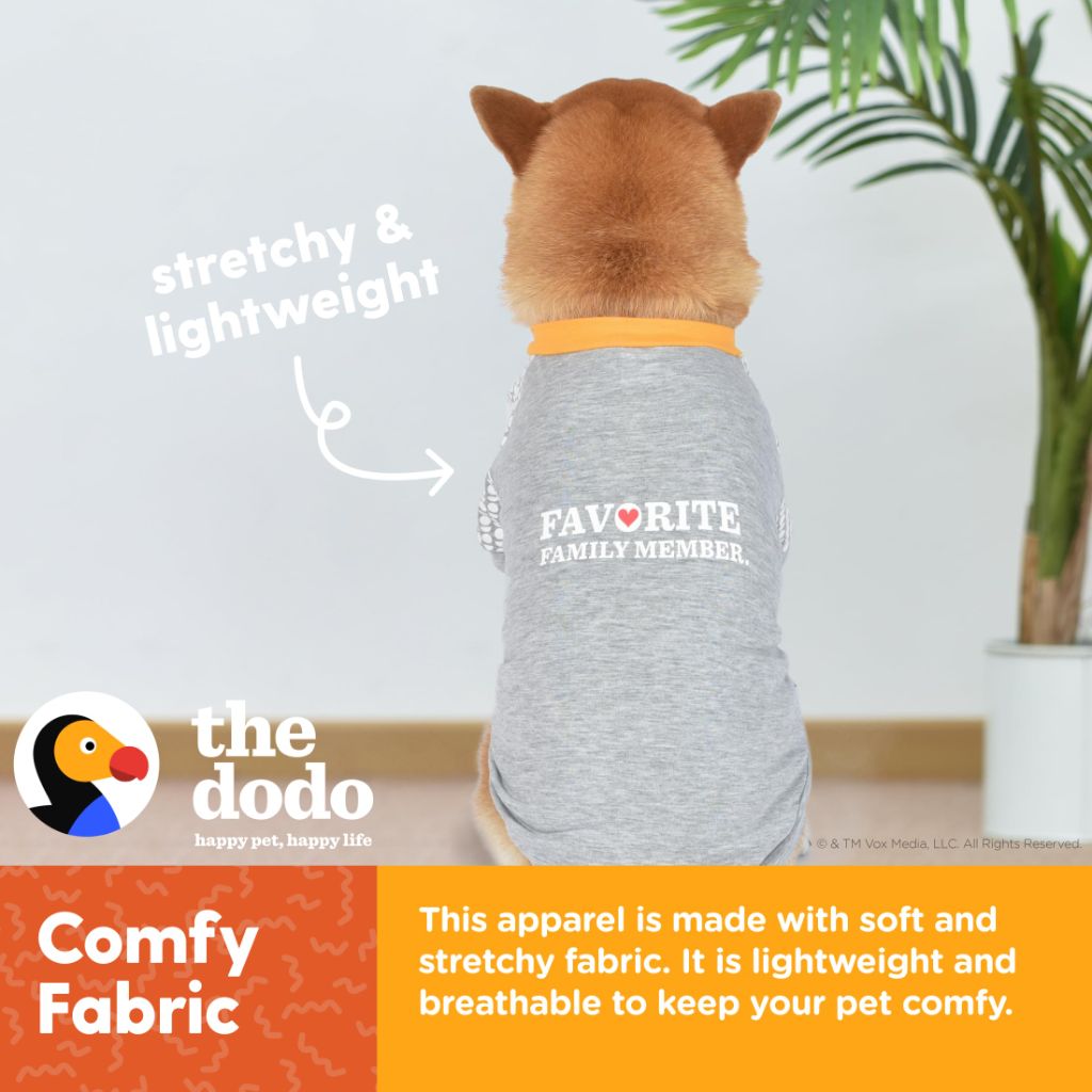 The Dodo Favorite Family Member Dog T-Shirt, Size Medium, Grey Dodo Print