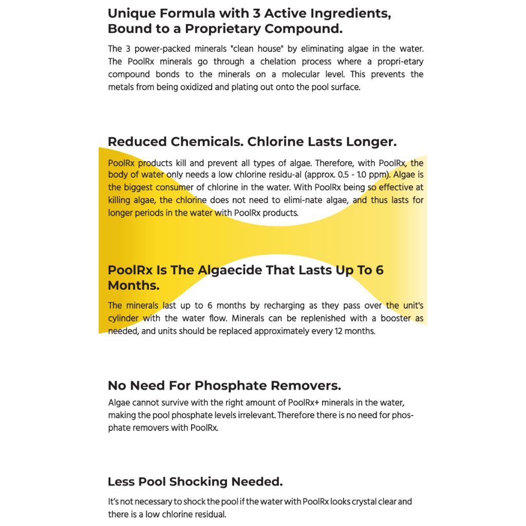 PoolRX+ Mineral Algicide Pool Unit for 20k-30k Gal Pools - Single Unit