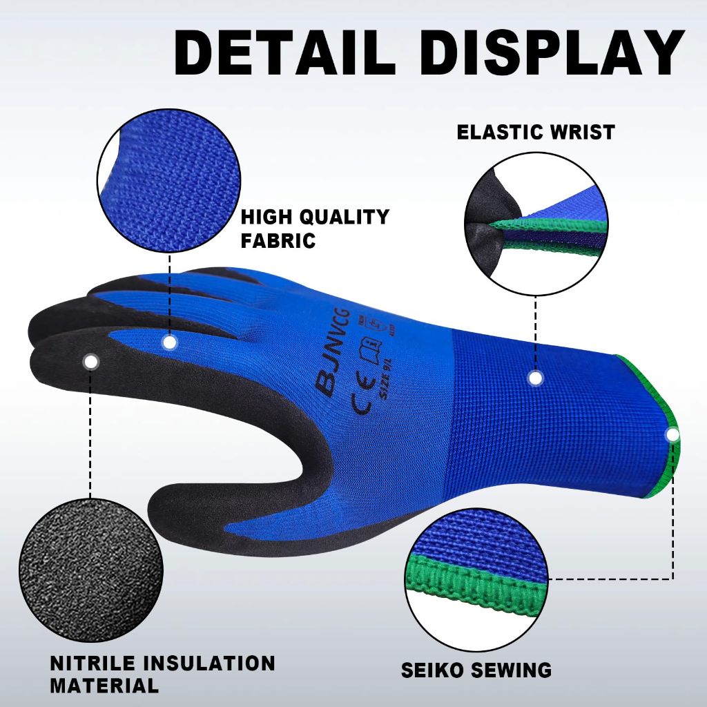 BJNVCG 2 pairs 400V Electrical Insulated Gloves Anti-Slip Grip for Electrical Work Size 9/L