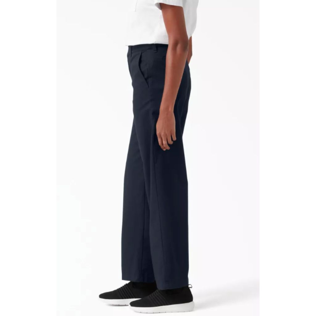 Dickies Women's Relaxed Fit Wide Leg Pants - Rinsed Dark Navy, Size 32R