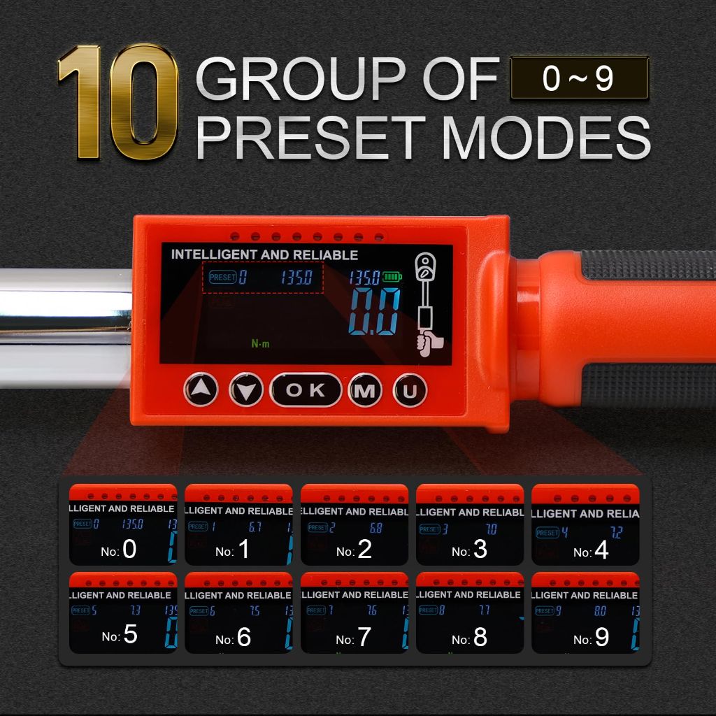 Hairich Digital Torque Wrench 3 8 Drive, 5-100FT-LB/0-135N.M
