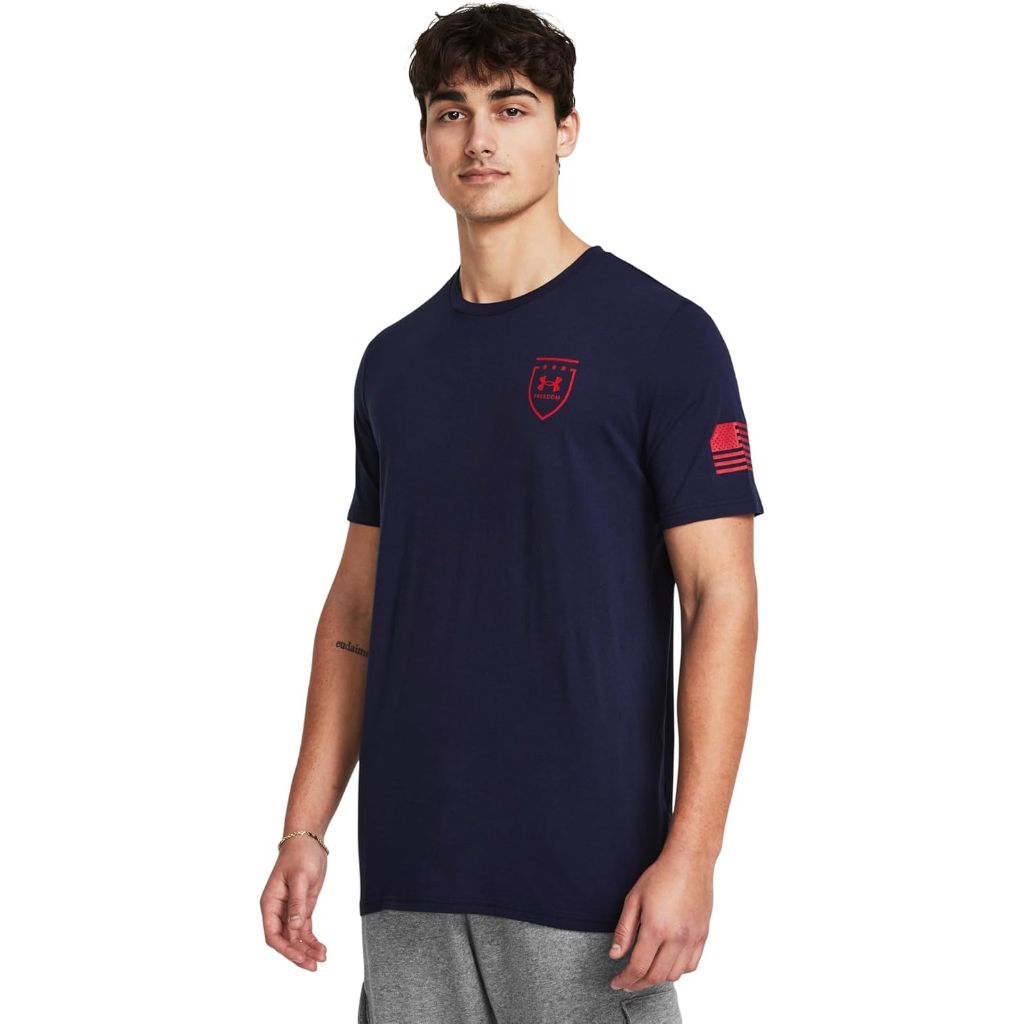Men's Under Armour Freedom Graphic Short Sleeve T-Shirt, Navy/Red, X-Small