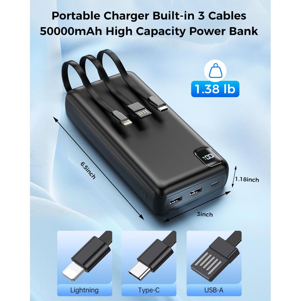 Nacete Portable Charger Power Bank 50000mAh, 22.5W Fast Charging