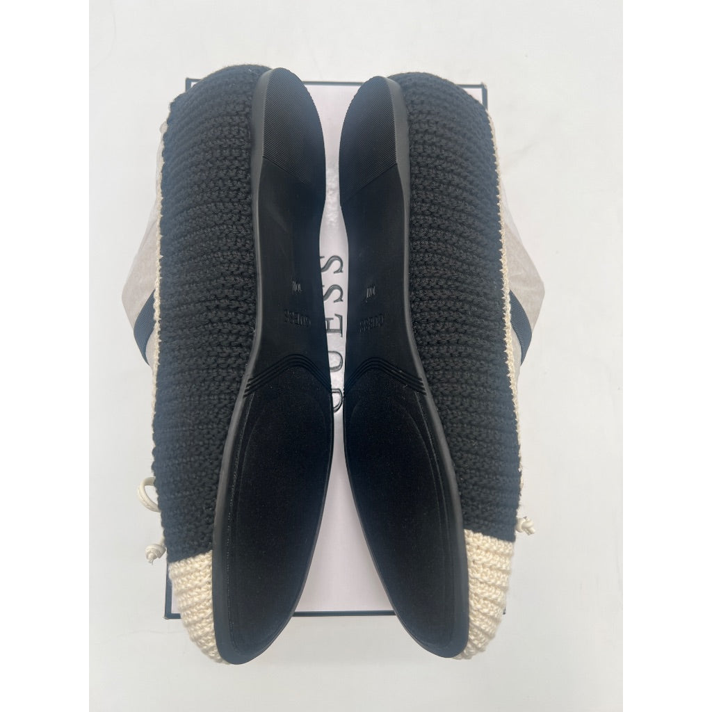 Guess Women's Maysa Crochet Knit Mary Jane Flats, Size 10, Black/White