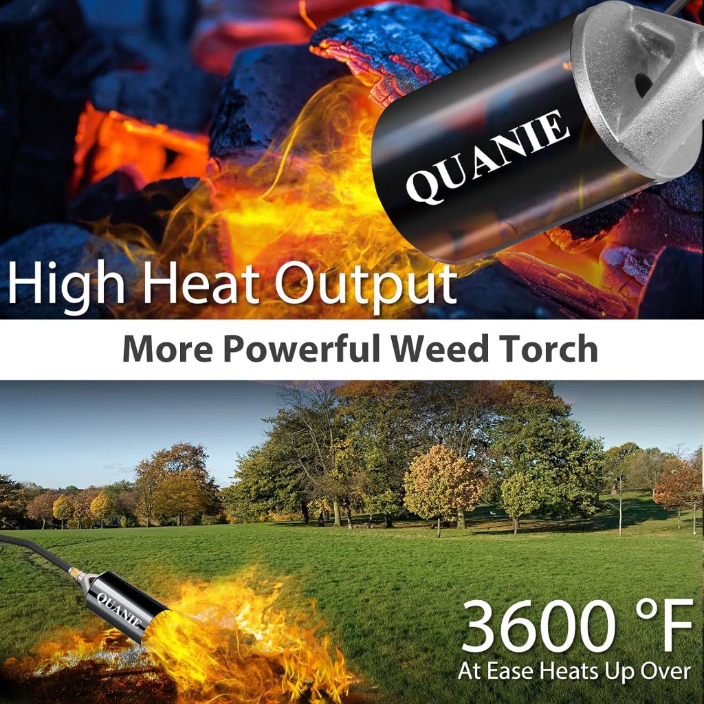 Propane Torch Burner Weed Torch High Output with 10FT Hose,Heavy Duty Blow Torch with Flame Control and Turbo Trigger Push Button Igniter,Flamethrower for Garden Wood Ice Snow Road(black)