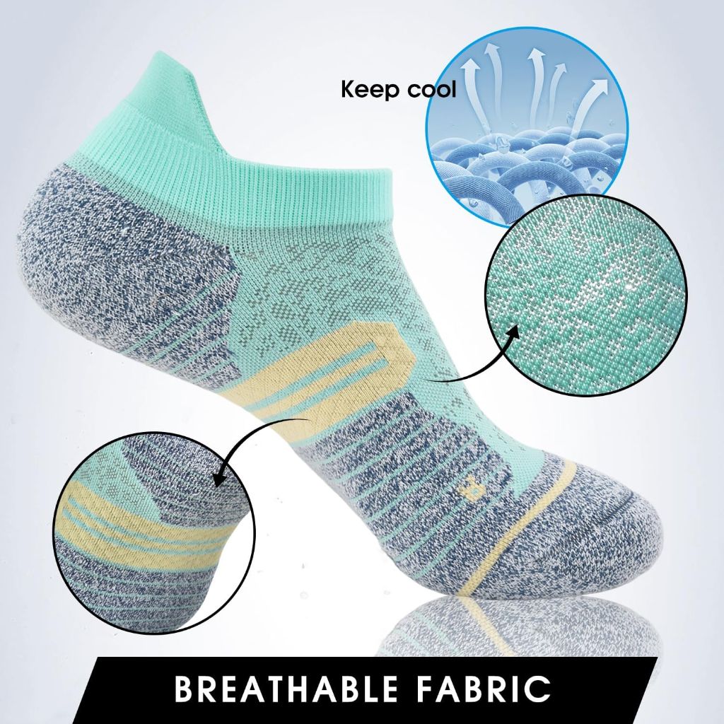Ankle Compression Socks For Women - Blue/Green, Size Small (3 Pair)