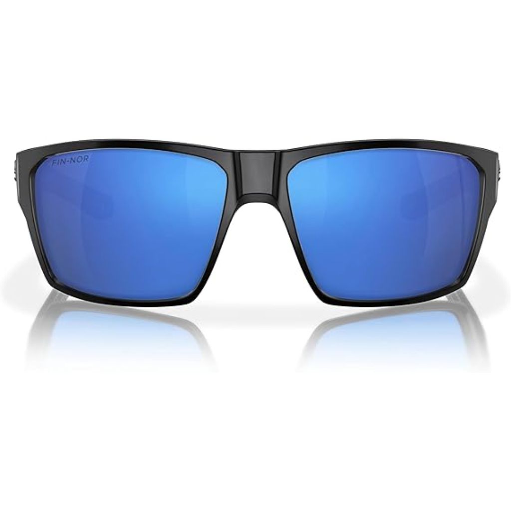Fin-Nor Bouncer Sunglasses - Matte Black Frame/Blue Mirror Gray Glass Lens