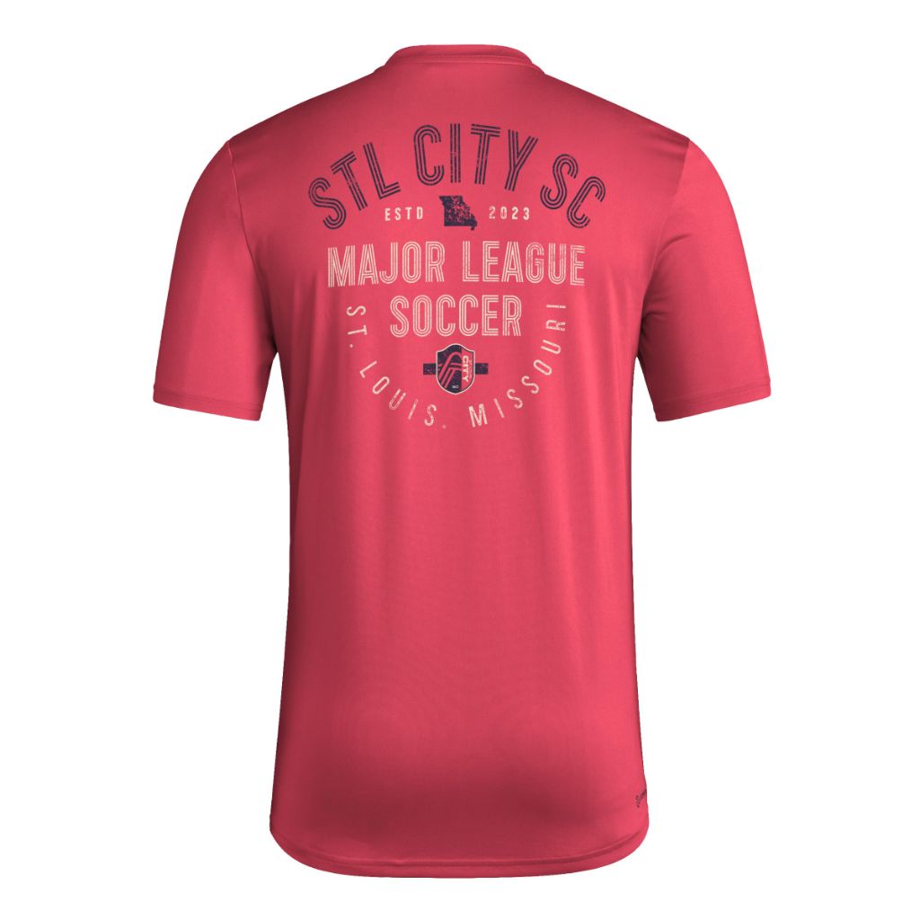 SZ XS, Adidas Men's St. Louis City SC Local Stoic Short Sleeve Pre-game T-shirt | Power Pink