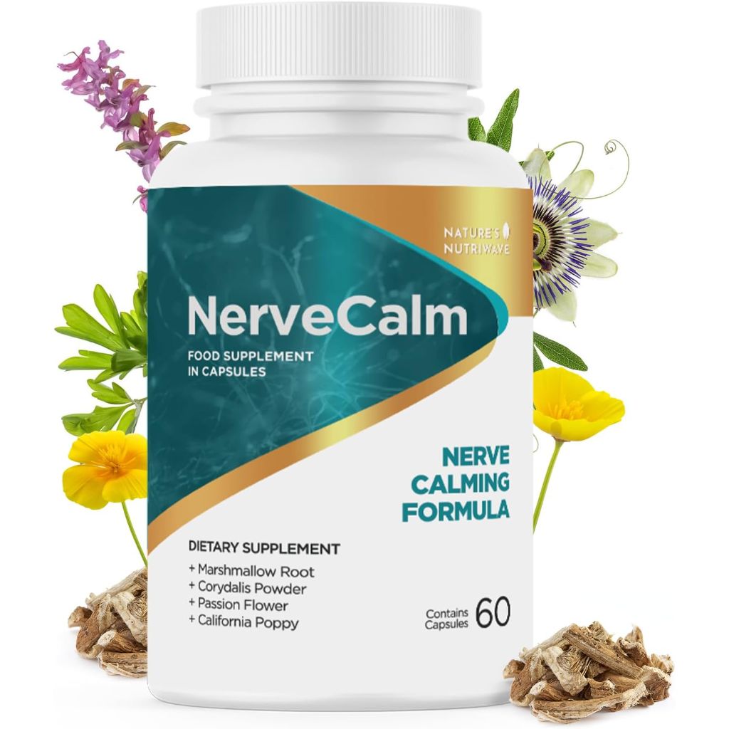 Nerve Calm Natural Calm Blend with Passion Flower, Prickly Pear & California Poppy - 60 Capsules