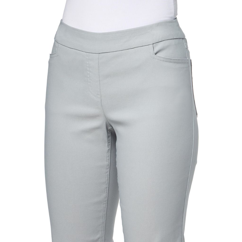 Slim-Station Women's Pull-On Ankle Pants w/Pockets, Tummy Control, Wrinkle Resistant - Sky Gray, Size 2 (29" Inseam)