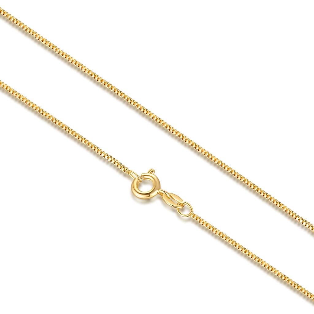 14K Gold Box Chain Necklaces for Women 0.8/1/1.2mm | Gold