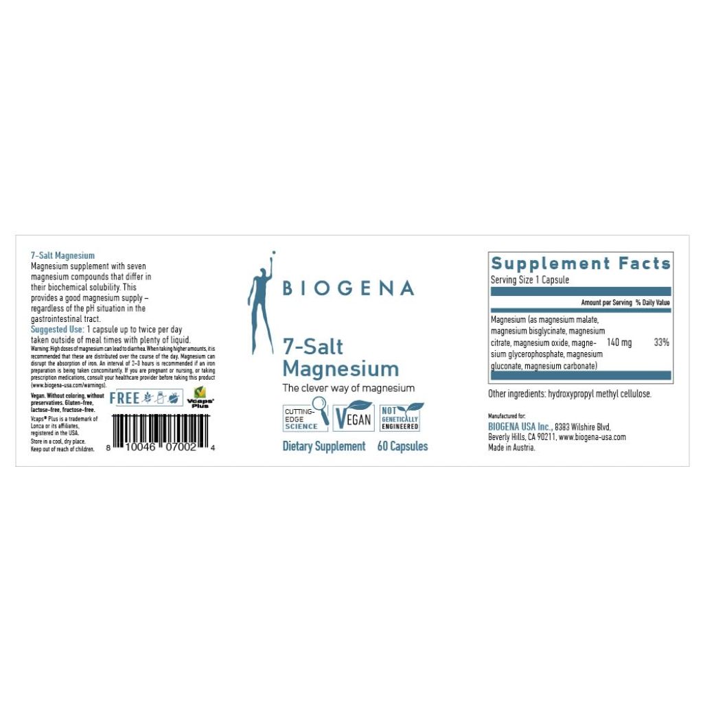 Biogena 7-Salt Magnesium Complex with 7 Magnesium Forms - 60 capsules