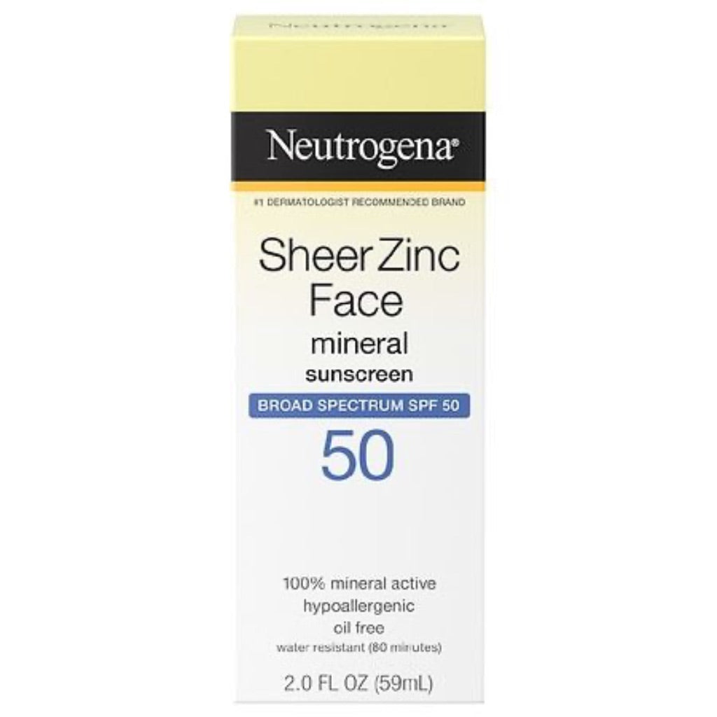 Neutrogena Sheer Zinc Face Dry-Touch Mineral Sunscreen - Broad Spectrum SPF 50, 2 Fl. Oz.