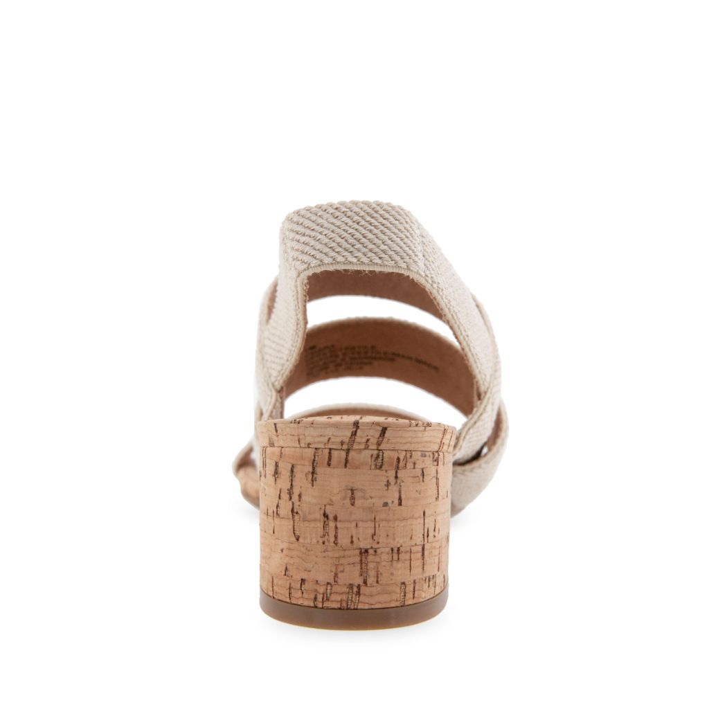 Aerosoles Women's Chara Elastic Strap Heeled Sandal, Natural Linen Elastic/Cork, 9.5W