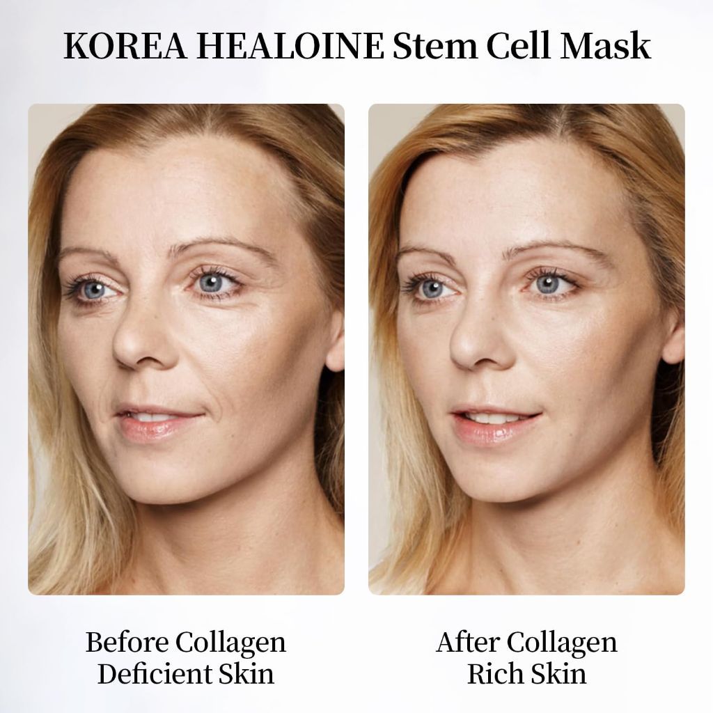 HEALOINE Stem Cell Collagen Face Mask with Edelweiss Extract - Korean Skincare for Sensitive Skin