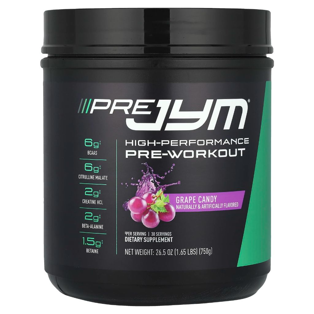 JYM Supplement Science Pre JYM High Performance Pre-Workout, Grape Candy, 1.65lbs (30 Servings)