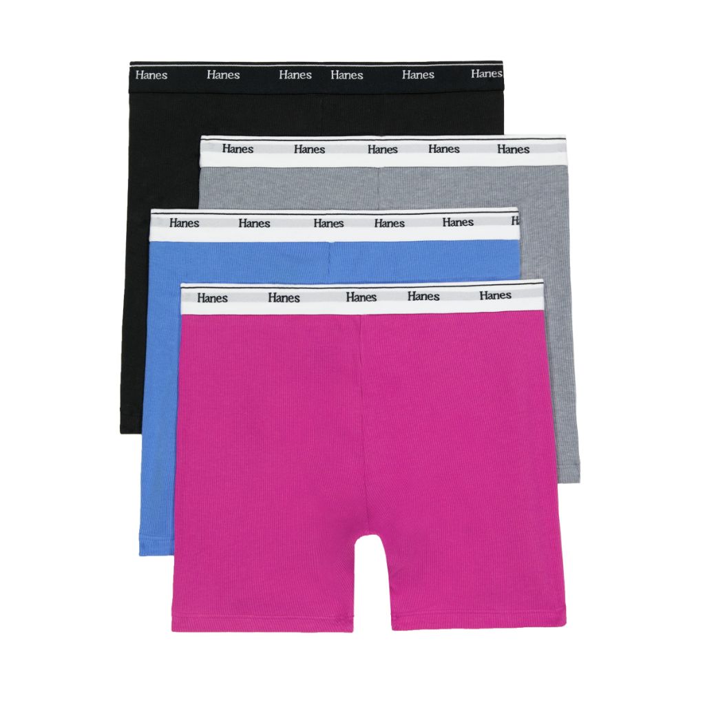 SZ 2XL, Hanes Women's Underwear Boxer Briefs 4-Pack  Originals Mid-Thigh Panties  Stretch Cotton Underwear
