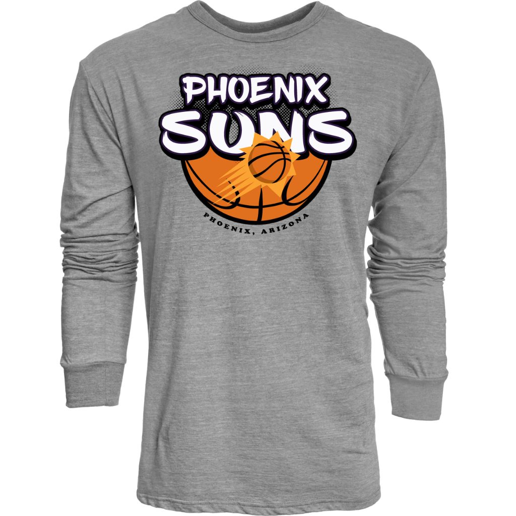 Phoenix Suns NBA Officially Licensed Tri-Blend Long Sleeve T-Shirt Heather Gray, XX-Large