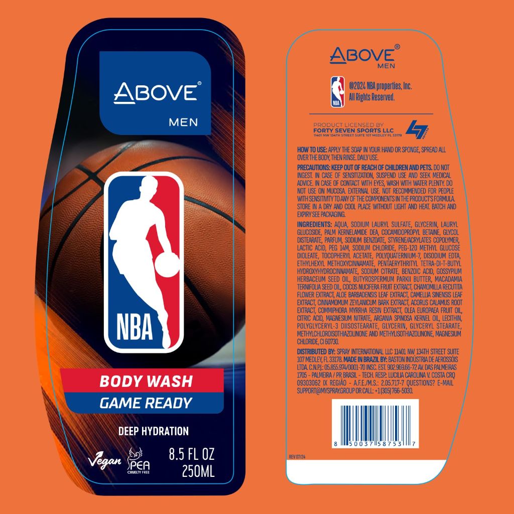 ABOVE NBA Body Wash for Men | GAME READY | Deep Hydration & Energizing Cleanse | Fresh-Court Cooling Scent | 8.5 oz