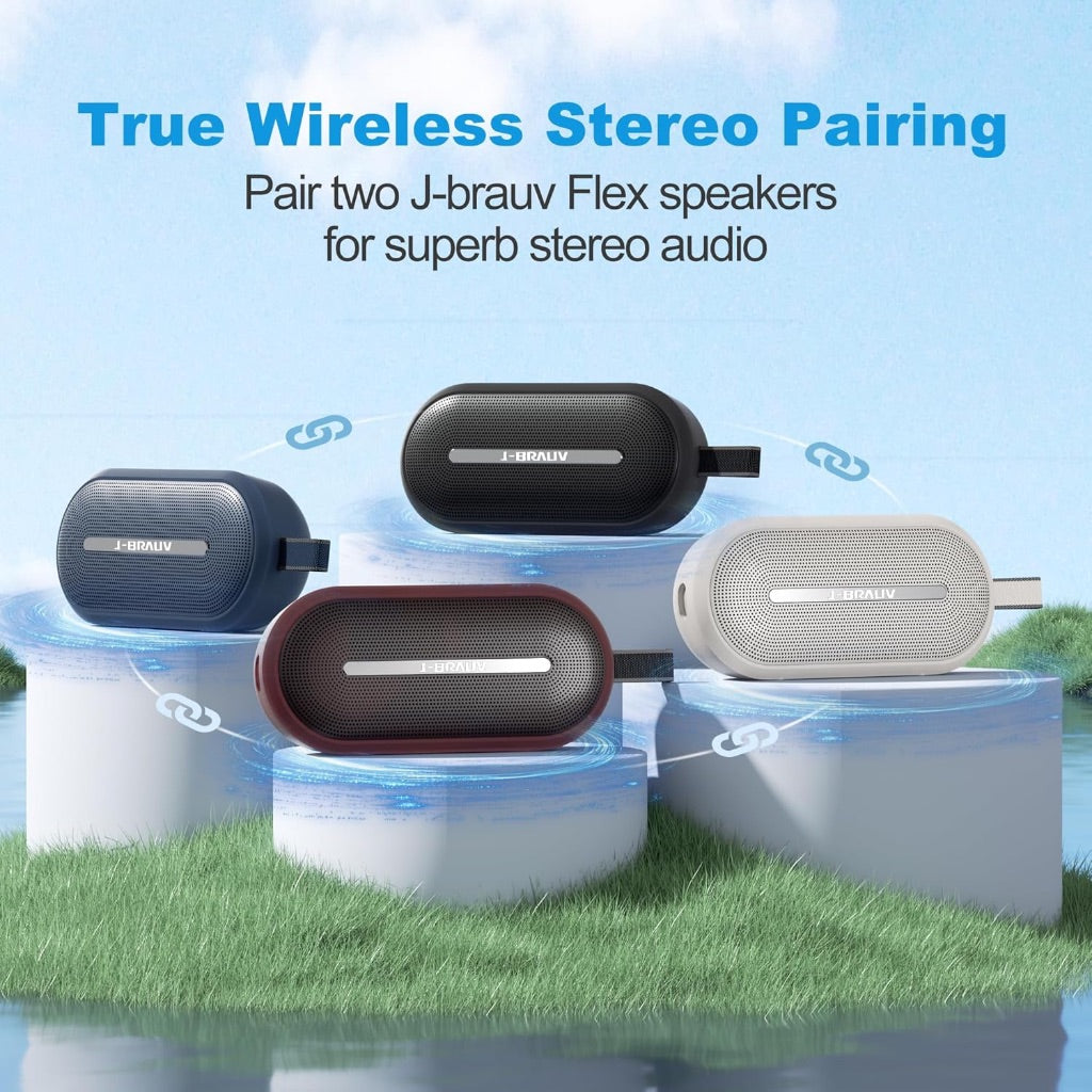 J-Brauv Portable Bluetooth Speaker with 25W Stereo Sound, Bluetooth 5.3, Built-In Mic, IP67 Waterproof, Up to 14H Playtime