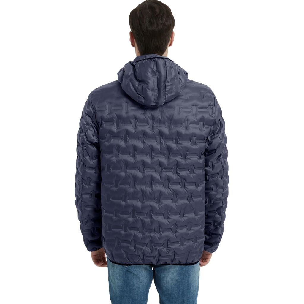 Men's Lightweight Puffer Jacket Hooded Full Zip Packable Warm Winter Coats for Travel Running Hiking 2025