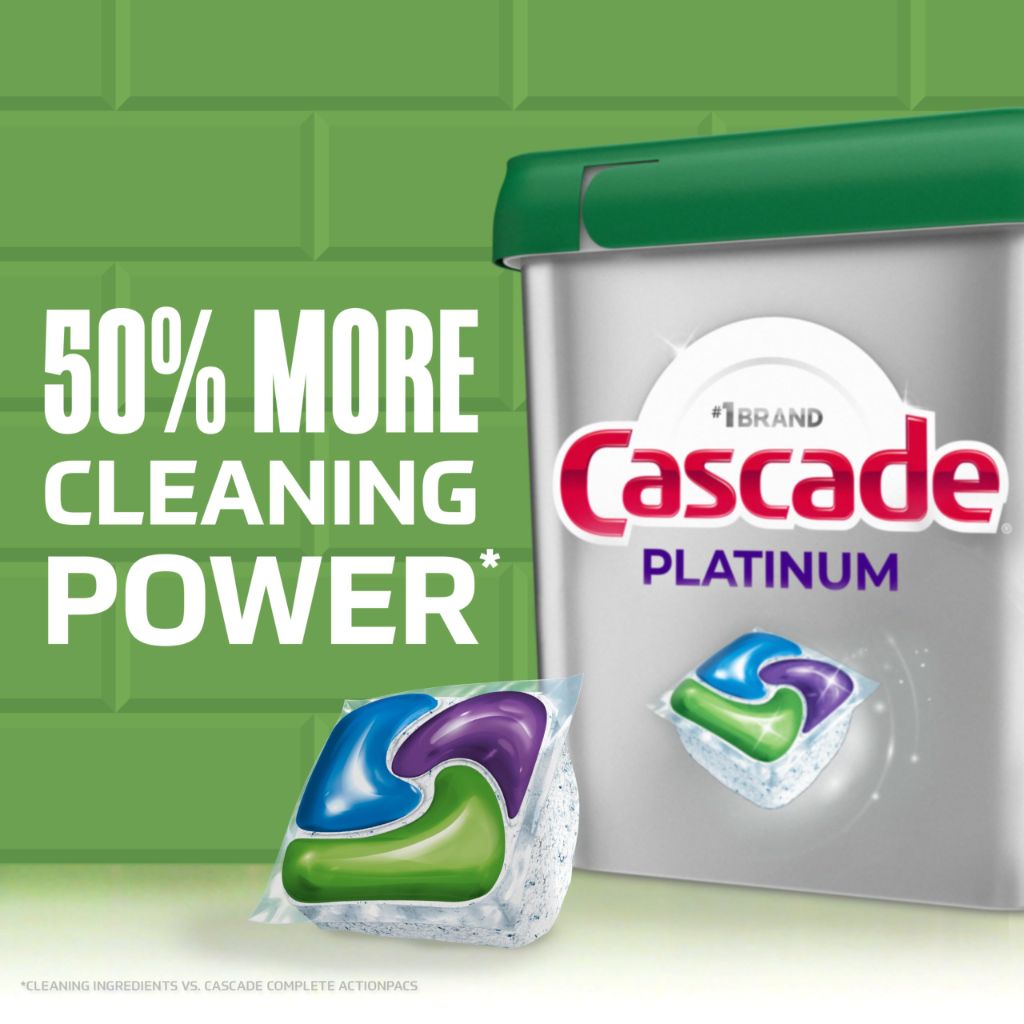 Cascade Platinum Dishwasher Pods, Dishwasher Detergent, Dish Detergent Soap, Fresh, 34 count