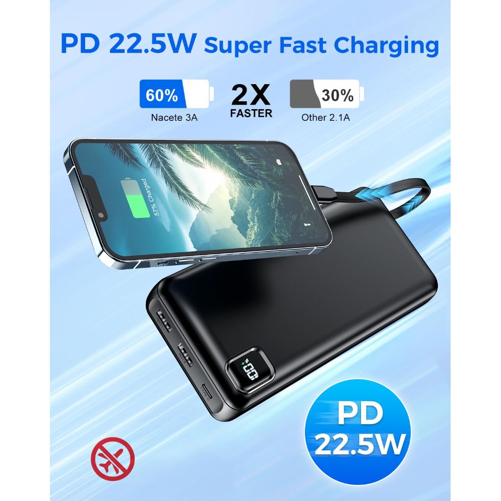 Nacete Portable Charger Power Bank 50000mAh, 22.5W Fast Charging