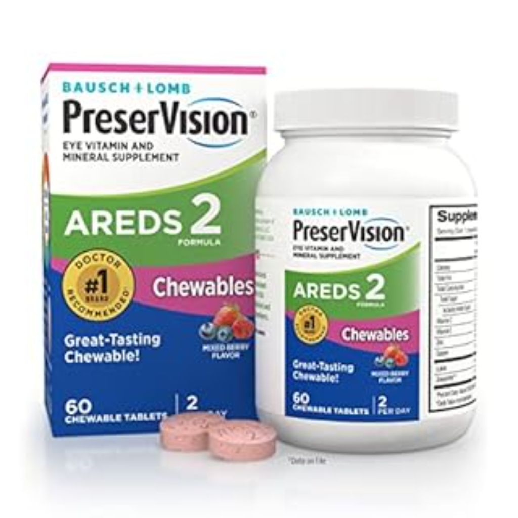 PreserVision AREDS 2 Eye Vitamins and Minerals with Lutein and Zeaxanthin  Mixed Berry Chewables  60 Count